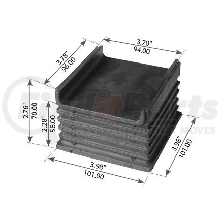 WA12-2286 by WORLD AMERICAN - Leaf Spring Insulator - Rear, 3.980" Length, 3.980" Width, 2.760" Height