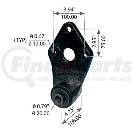 WA12-2341 by WORLD AMERICAN - Leaf Spring Shackle - 3.94" Length Top Hole C to C, 4.25" Width, for Freightliner