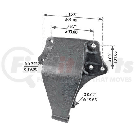 WA12-2345 by WORLD AMERICAN - Leaf Spring Hanger - Rear, 11.85" Length Outer Hole C to C, for Freightliner