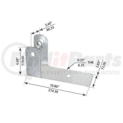 WA12-2369 by WORLD AMERICAN - Shock Mount Bracket - Right Hand, 10.80" Length, 4.69" Height, for Freightiner