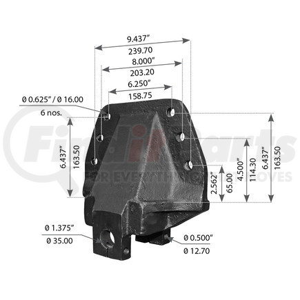 WA12-2383 by WORLD AMERICAN - Leaf Spring Hanger - for Euclid/Hendrickson and Meritor Applications