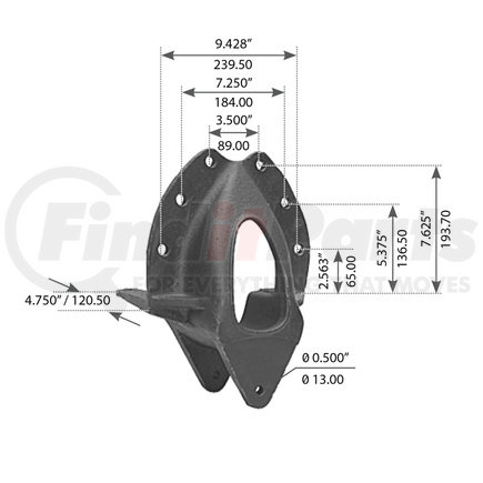 WA12-2388 by WORLD AMERICAN - Leaf Spring Hanger - 0.500" Hole, for Euclid, Hendrickson, Meritor and Navista