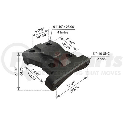 WA12-2394 by WORLD AMERICAN - Leaf Spring Axle U-Bolt Plate - Top, 7.500" Length Hole C to C, 4.250" Width