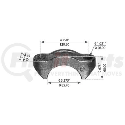 WA12-2396 by WORLD AMERICAN - Suspension Saddle Cap - 4.750" Length Hole C to C, 1.875" Width, 1.031" Hole Dia.