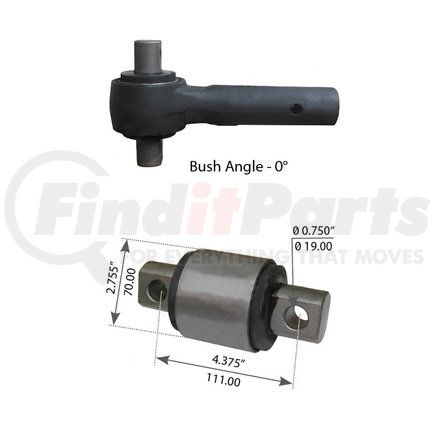 WA12-2416 by WORLD AMERICAN - Axle Torque Rod - 4.375" Height Hole C to C, for Euclid and Hendrickson