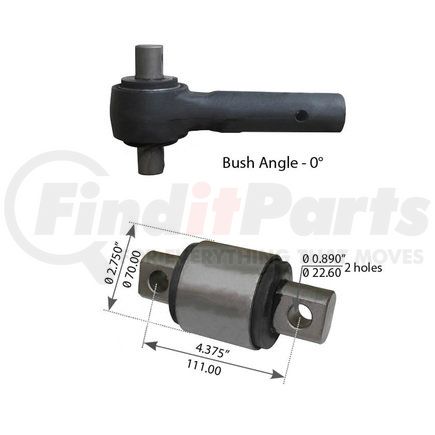 WA12-2417 by WORLD AMERICAN - Axle Torque Rod - 4.375" Height Hole C to C, for Hendrickson and Navistar