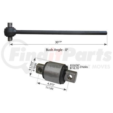 WA12-2432 by WORLD AMERICAN - Axle Torque Rod - 30.50" Length, 4.375" Height, 0.656" Hole Diameter