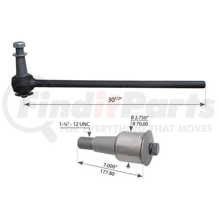 WA12-2434 by WORLD AMERICAN - Axle Torque Rod - 30.50" Length, 7.000" Height, 1.25" X 12 UNC THread