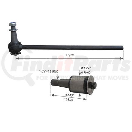 WA12-2433 by WORLD AMERICAN - Axle Torque Rod - 30.50" Length, 6.615" Height, 1.125" X 12 UNC Thread