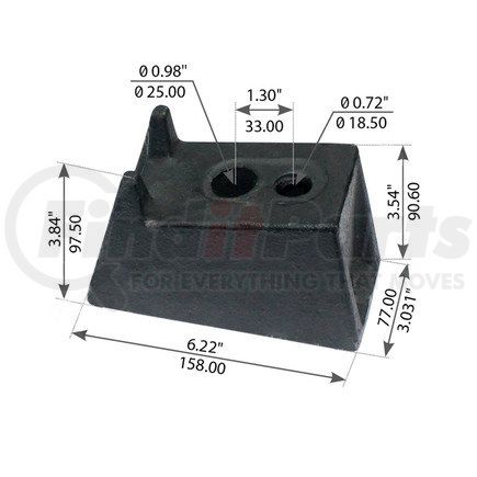 WA12-2309 by WORLD AMERICAN - Beam Axle Seat - 10 Degrees, 6.22" Length, 3.03" Width, for Freightliner