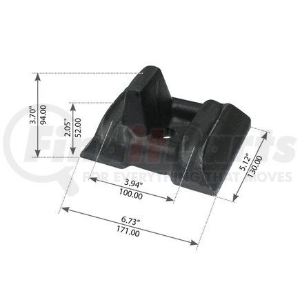 WA12-2317 by WORLD AMERICAN - Beam Axle Mount - Top Plate, 6.73" Length, 2.05" Height Base to Groove, for Freightliner