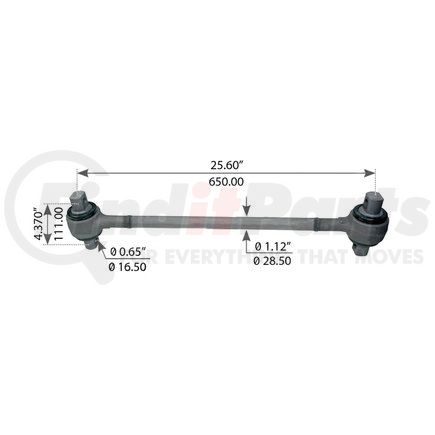 WA12-9015 by WORLD AMERICAN - Axle Torque Rod - Rigid, 25.600 Angle, 0 Degree, with Bushing, for Peterbilt