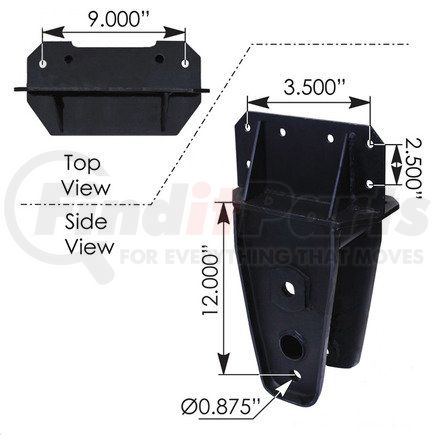 WA12-9017 by WORLD AMERICAN - Suspension Equalizer Beam - 3.500" Length Top Inner Hole C to C, for Reyco