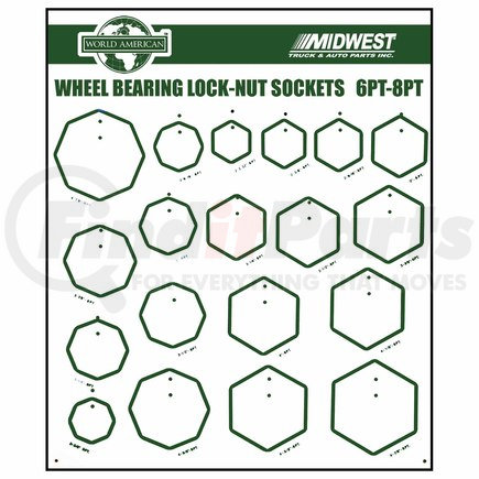 WA13-0000 by WORLD AMERICAN - Display Rack - Board and Hooks Only, for Lock Nut Sockets