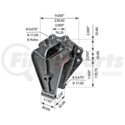 WA12-2499 by WORLD AMERICAN - Leaf Spring Hanger - Rear, 9.000" Length Top Hole C to C, 0.670" Hole Diameter