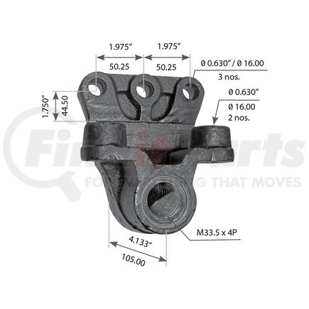 WA12-2504 by WORLD AMERICAN - Leaf Spring Hanger - Front, 4.133" Length, M33.5 X 4P Thread, for Mack and Volvo