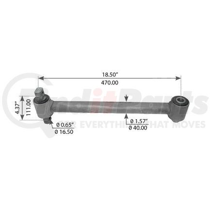 WA12-2633 by WORLD AMERICAN - Axle Torque Rod - Rigid, 18.500 Angle, 0 Degree, with Bushing, for Peterbilt