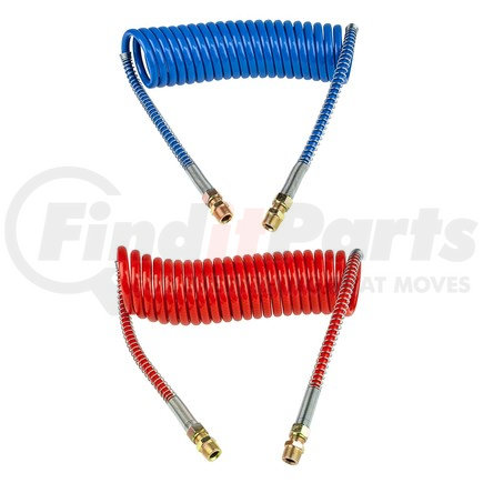 WA451036N by WORLD AMERICAN - Air Brake Hose Assembly - Red/Blue Coiled, 15’ Length-12 in. Lead