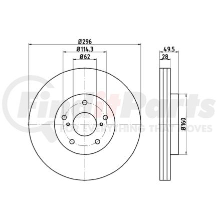 355115191 by HELLA - Brake Rotor