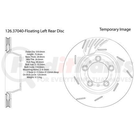 Centric 126.37040 Disc Brake Rotor Centric Premium OE Style Slotted Brake Rotor