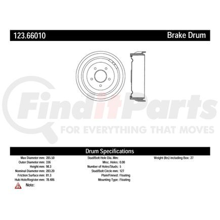 Centric 123.66007 Brake Drum Standard Brake Drum
