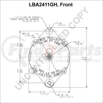 LBA2411GH by LEECE NEVILLE - ALTERNATOR 12V 160A