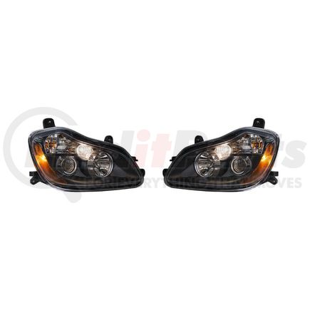 35816 by UNITED PACIFIC - Headlight Assembly - Pair, Blackout, HID, Projector, for 2013-2021 Kenworth T680