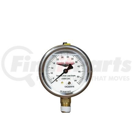 250-54-LM by RIGHT WEIGH - Trailer Load Pressure Gauge - 2.5" Lower Mount Fitting, Tandem Axle