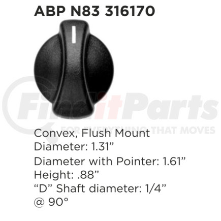 ABP-N83-316170 by ALLIANCE - KNOB-CONTROL,A/C *D