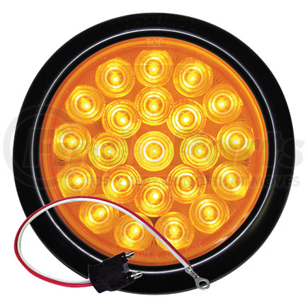 SLL43AKB1 by OPTRONICS - Yellow 4" round warning lamp kit with A45GB grommet and A45PB pigtail