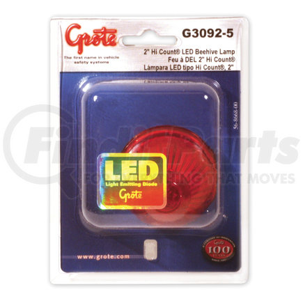 G3092-5 by GROTE - Hi Count® 2in. 9-Diode Beehive LED Clearance Marker Light, Red, Retail Pack