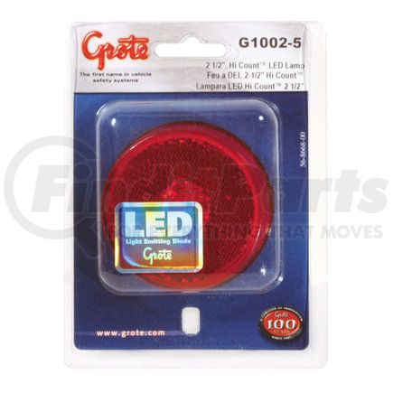 G1002-5 by GROTE - Hi Count® 2 1/2in. LED Clearance Marker Light, Built-In Reflector, Red, Retail Pack