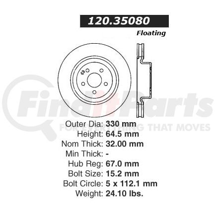 120.35080 by CENTRIC - Premium Brake Rotor
