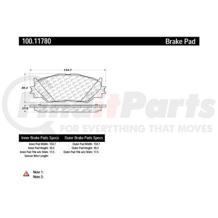 100.11780 by CENTRIC - Centric Original Equipment Formula Brake Pads with Hardware