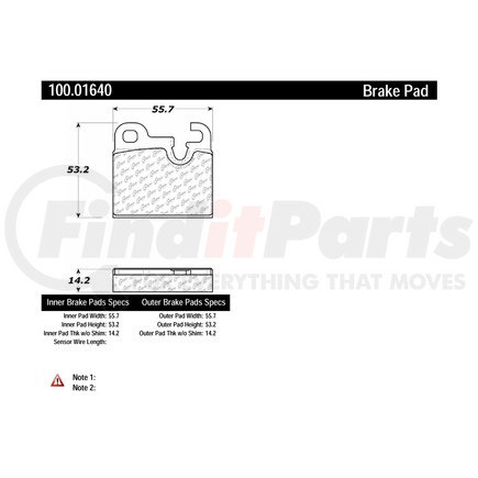 100.01640 by CENTRIC - Original Equipment Formula Brake Pads