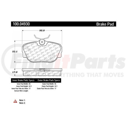 100.04930 by CENTRIC - Centric Original Equipment Formula Brake Pads