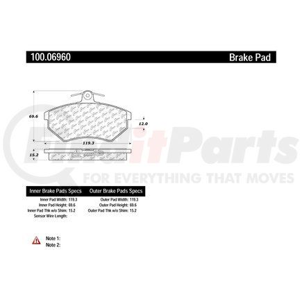 100.06960 by CENTRIC - Centric Original Equipment Formula Brake Pads with Hardware