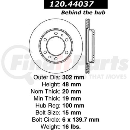 120.44037 by CENTRIC - Premium Brake Rotor