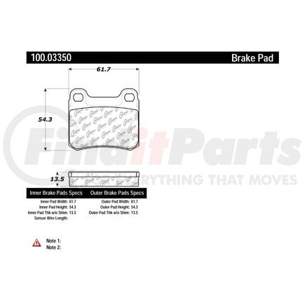 100.03350 by CENTRIC - Disc Brake Pad