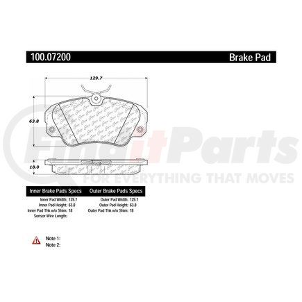 100.07200 by CENTRIC - Centric Original Equipment Formula Brake Pads with Hardware