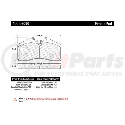 Centric 100.06090 Disc Brake Pad Set Centric Original Equipment Formula Brake Pads