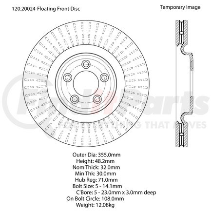 Centric 120.20024 Disc Brake Rotor Premium Brake Rotor