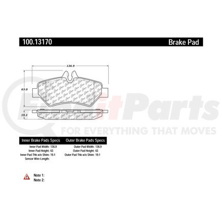 100.13170 by CENTRIC - Original Equipment Formula Brake Pads with Hardware