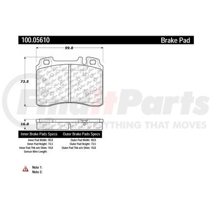100.05610 by CENTRIC - Centric Original Equipment Formula Brake Pads