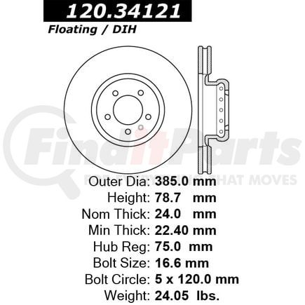 120.34121 by CENTRIC - Premium Brake Rotor