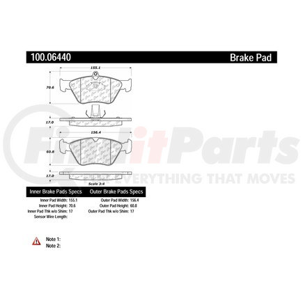 100.06440 by CENTRIC - Centric Original Equipment Formula Brake Pads with Hardware