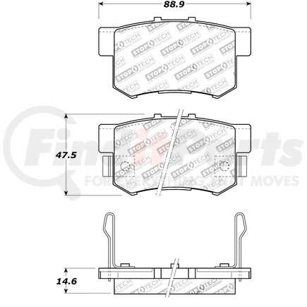 308.05372 by CENTRIC - Street Brake Pads with Shims and Hardware