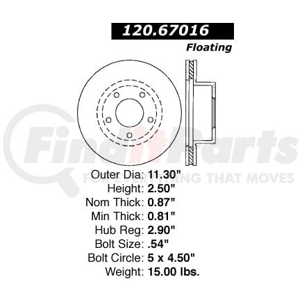 Centric 120.67016 Disc Brake Rotor Premium Brake Rotor