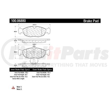 100.06880 by CENTRIC - Disc Brake Pad