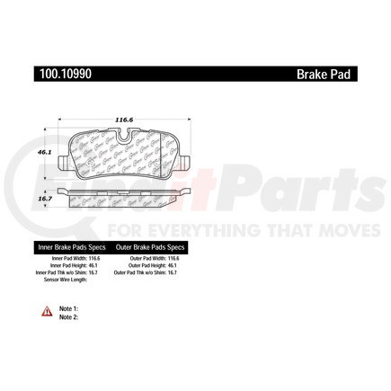 100.10990 by CENTRIC - Disc Brake Pad